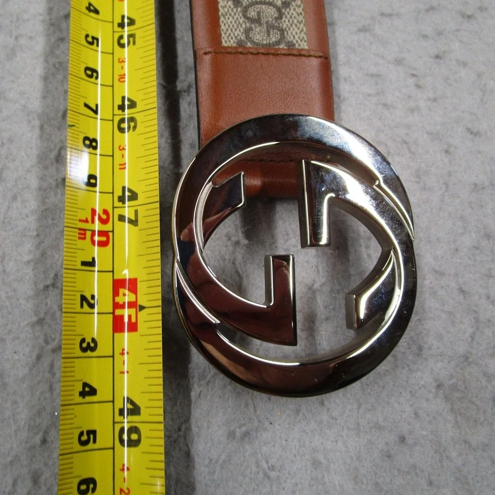 Gucci Interlocking G Belt GG Supreme Canvas Brown Leather 142930 Size 110/44